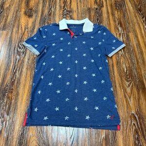 American Eagle Outfitters Mens Size S Polo Blue Americana Star Pattern Slim Fit